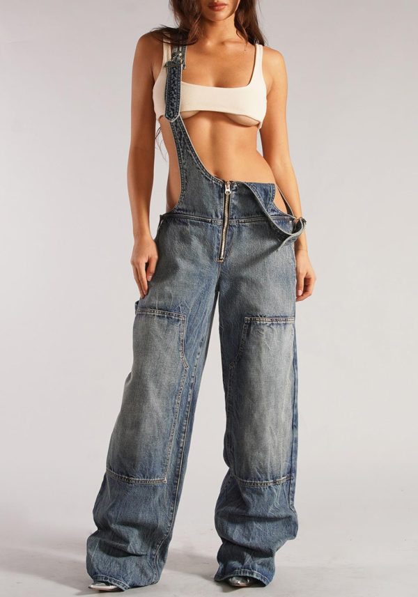 71X3uQfY6YL.jpg Womens Denim Overalls Loose Fit Wide Leg Baggy Jeans Overalls Y2k 2025 Denim Jumpsuit