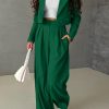 Women's 2 Piece Casual Outfits Cropped Blazer Jackets High Waisted Wide Leg Work Pants Suit Set