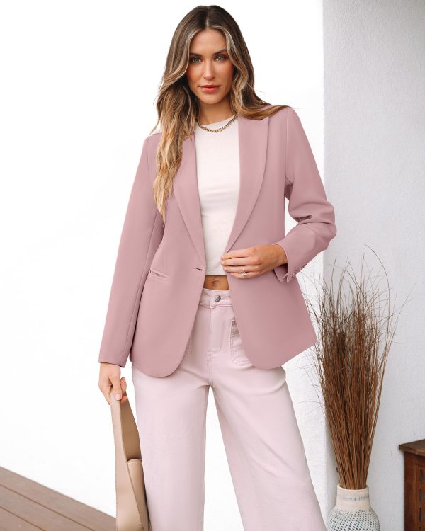 71aHgJy7h3L.jpg Dressy Blazers for Women Button Long Sleeve Lapel Business Casual Outfits Office Work Suit Blazer with Pockets