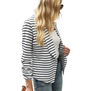Women 3/4 Sleeve Blazer Open Front Cardigan Jacket Work Office Blazer