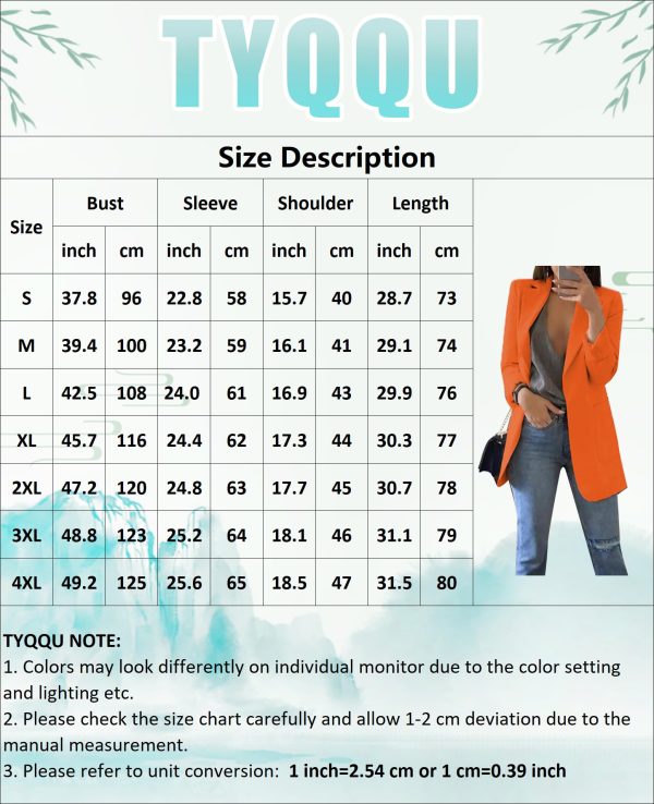 71dUv71p6oL.jpg Women’s Casual Long Sleeve Open Front Blazer Lapel Collar Cardigan Plus Size Work Jackets