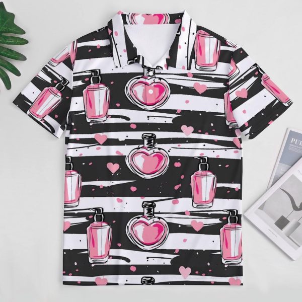 71eCMUo5uqL.jpg Make Up Theme Pattern with Perfume Womens Polo Shirts Short Sleeve Golf Shirts Casual Tennis Shirts for Work Business