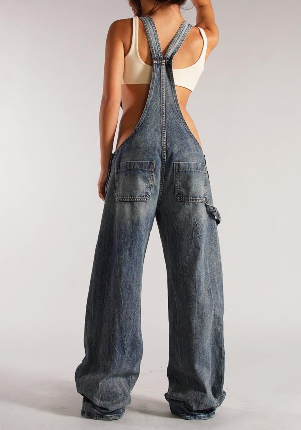 71gLybEZ9xL.jpg Womens Denim Overalls Loose Fit Wide Leg Baggy Jeans Overalls Y2k 2025 Denim Jumpsuit