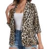 Womens Chiffon Blazer 3/4 Sleeve Shawl Collar Open Front Blazers Casual Work Office Cardigan Suit Jacket