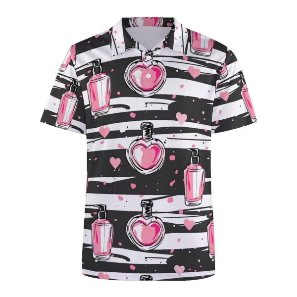 71gi3-KSuuL.jpg Make Up Theme Pattern with Perfume Womens Polo Shirts Short Sleeve Golf Shirts Casual Tennis Shirts for Work Business
