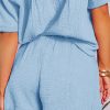 Women's Two Piece Outfits V Neck Short Sleeve Shirts and High Waist Shorts Lounge Sets