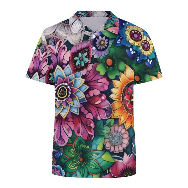 71kXRaFmcfL.jpg Boho Floral Colorful Flowers Womens Polo Shirts Short Sleeve Golf Shirts Casual Tennis Shirts for Work Business