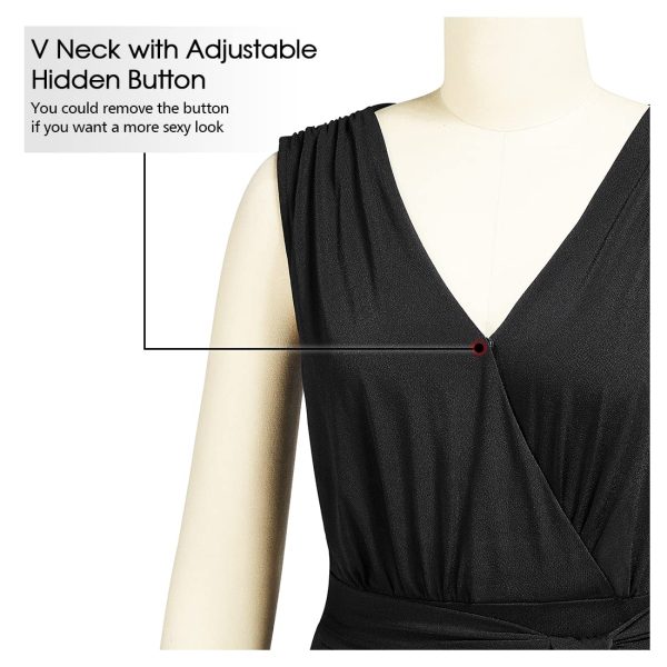 71lSZnIm90L.jpg Women's Sleeveless Deep V Neck Ruched Wide Leg Jumpsuit Long Romper Belt with Pockets