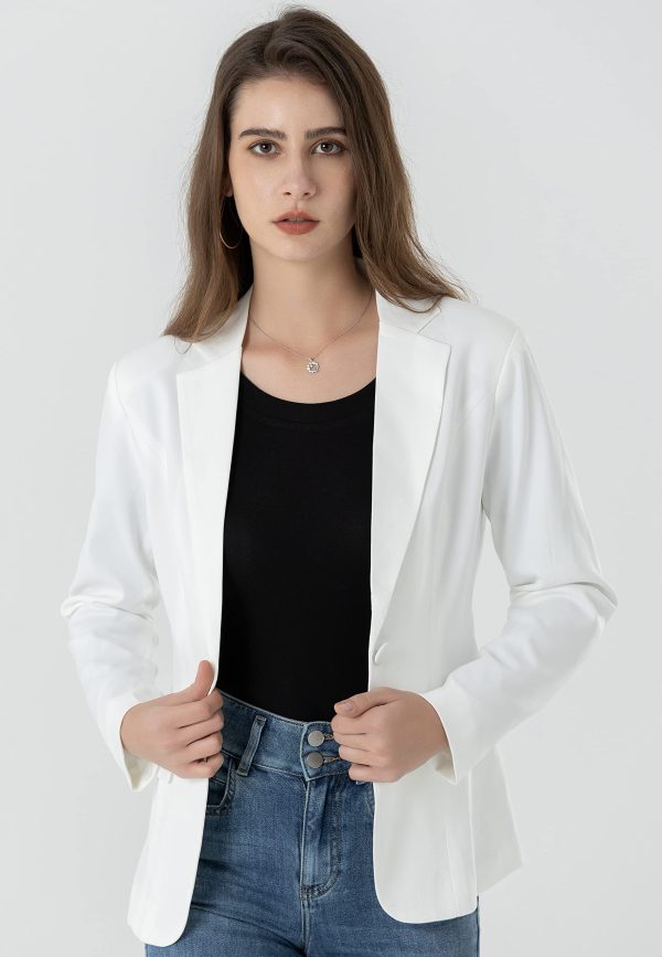 71nMWVTl8sL.jpg Womens One Button Blazer Lightweight Office Work Suit Jacket