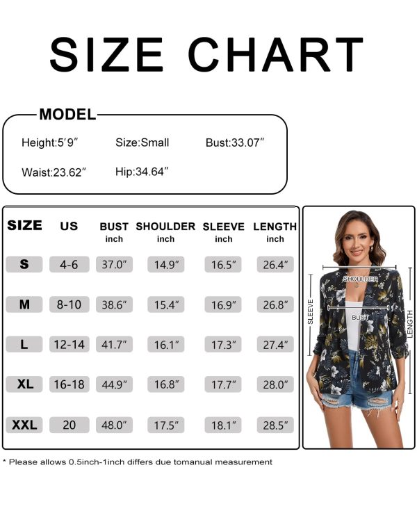 71nNtdaOhyL.jpg Womens Chiffon Blazer 3/4 Sleeve Shawl Collar Open Front Blazers Casual Work Office Cardigan Suit Jacket