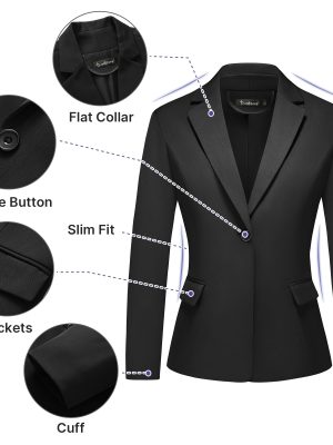 Women's Business Solid Suit 2 Piece Slim Fit Classic Blazer Pants Set for Women Formal Office