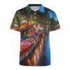 Antonio River Walk Landscape Womens Polo Shirts Short Sleeve Golf Shirts Casual Tennis Shirts for Work Business