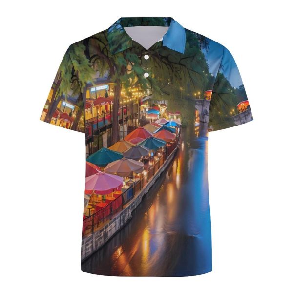 71nhdhMQYqL.jpg Antonio River Walk Landscape Womens Polo Shirts Short Sleeve Golf Shirts Casual Tennis Shirts for Work Business