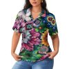Boho Floral Colorful Flowers Womens Polo Shirts Short Sleeve Golf Shirts Casual Tennis Shirts for Work Business