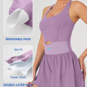 Workout Romper Tummy Control Padded Athletic Romper with Shorts Running Onesie Jumpsuits Summer Outfits Set Gym Clothes