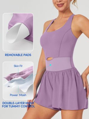 Workout Romper Tummy Control Padded Athletic Romper with Shorts Running Onesie Jumpsuits Summer Outfits Set Gym Clothes