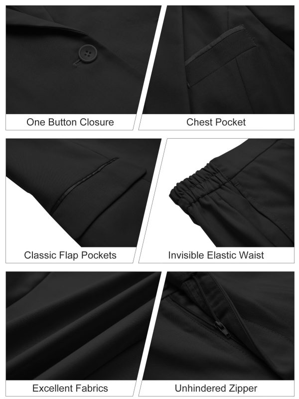71s23M73keL.jpg Women's 2 Piece Suit Notched Lapel One Button Slim Fit Business Office Work Tuxedo Blazer Pants Set