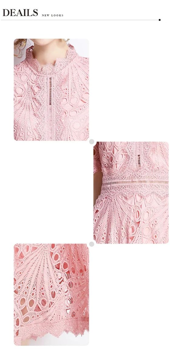 71slpm3M7XL.jpg Womens Summer Hollow Out Party A Line Midi Long Princess Elegant Office Runway Robes Dress