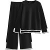 Women's 2 Piece Knit Sweater Set Casual Long Sleeve Pullover Wide Leg Pants Sweatsuit Tracksuit Outfit