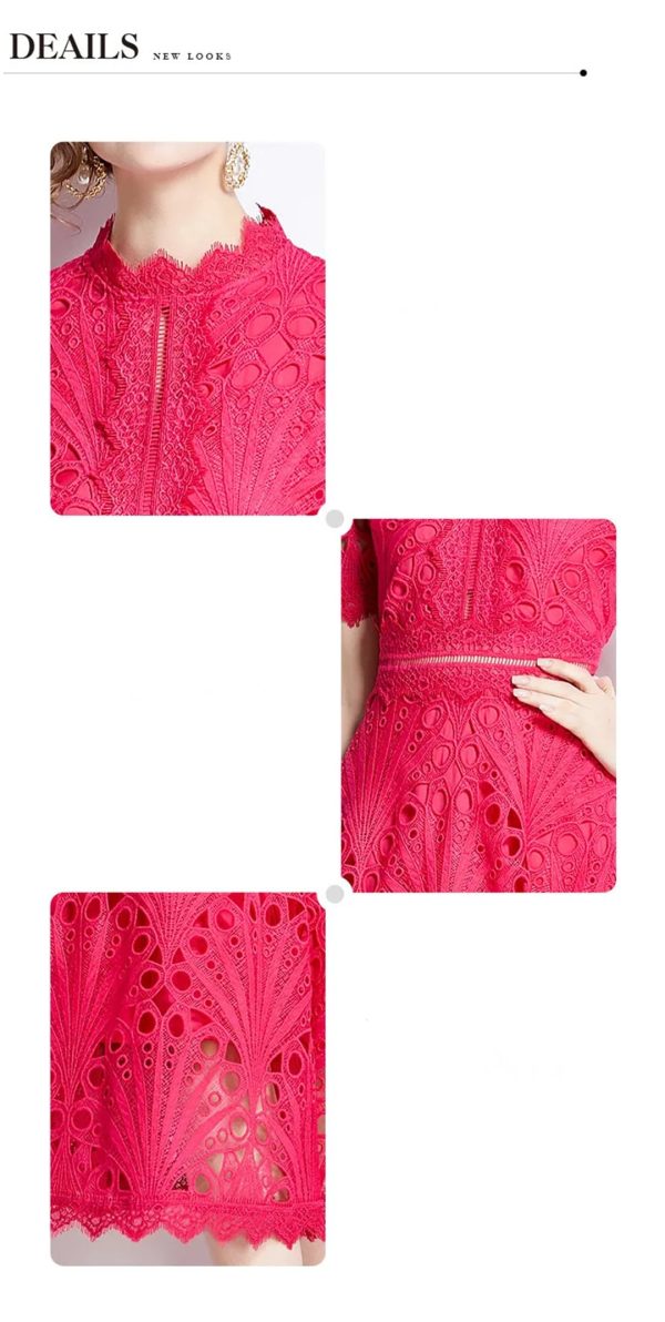 71vW5X8S5RL.jpg Womens Summer Hollow Out Party A Line Midi Long Princess Elegant Office Runway Robes Dress
