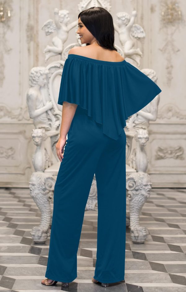 71vdRGZfXUL.jpg Womens Long Pant Strapless Off Shoulder Pocket One Piece Jumpsuit Outfit