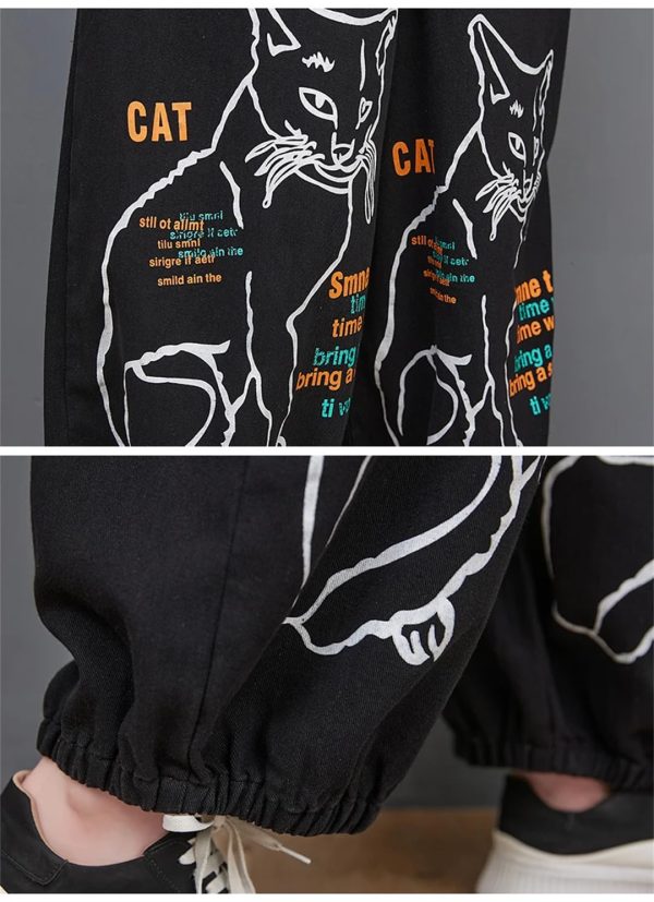 71xvdgvGMnL.jpg Women Loose Vintage Streetwear Wide Leg Jumpsuits Denim Overalls Spliced Black Cartoon Printed Jumpsuits