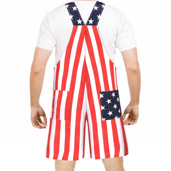 71zr-5S7OiL.jpg American Flag Coveralls for Unisex Bib Overalls Festival Jumpsuits Shorts Romper Summer Multi Side Pockets Cargo