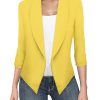 Lightweight Open Front Cardigan Classic Ruched Sleeve Work Office Blazer Suit Jackets