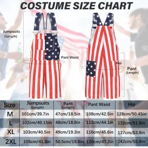 American Flag Coveralls for Unisex Bib Overalls Festival Jumpsuits Shorts Romper Summer Multi Side Pockets Cargo