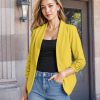 Lightweight Open Front Cardigan Classic Ruched Sleeve Work Office Blazer Suit Jackets