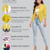 Lightweight Open Front Cardigan Classic Ruched Sleeve Work Office Blazer Suit Jackets