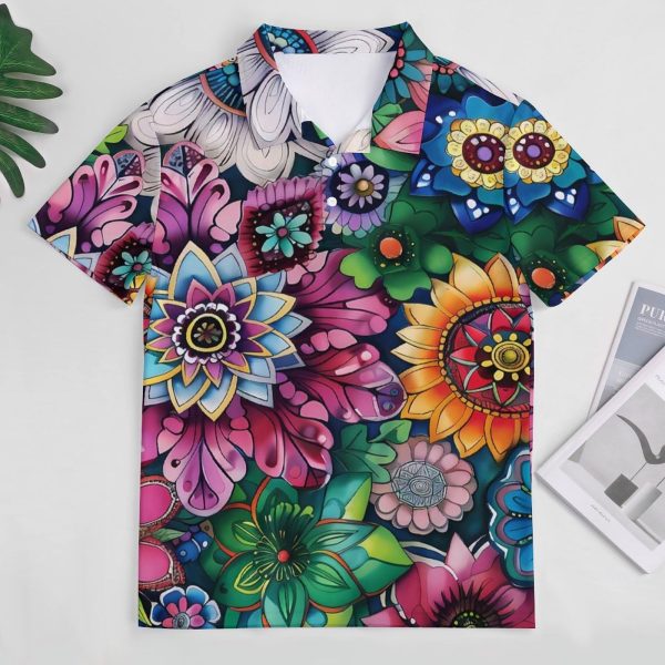 819oBfy78ZL.jpg Boho Floral Colorful Flowers Womens Polo Shirts Short Sleeve Golf Shirts Casual Tennis Shirts for Work Business