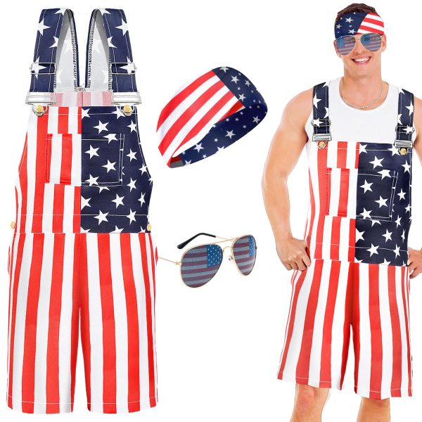 81DbJsGF7nL.jpg American Flag Coveralls for Unisex Bib Overalls Festival Jumpsuits Shorts Romper Summer Multi Side Pockets Cargo