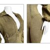 Women's Long Sleeve Workout Jumpsuit Sexy V neck Stretchy Ribbed Bodysuits Solid Color Comfy Bodycon Rompers
