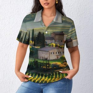 Tuscany Vineyard Womens Polo Shirts Short Sleeve Golf Shirts Casual Tennis Shirts for Work Business