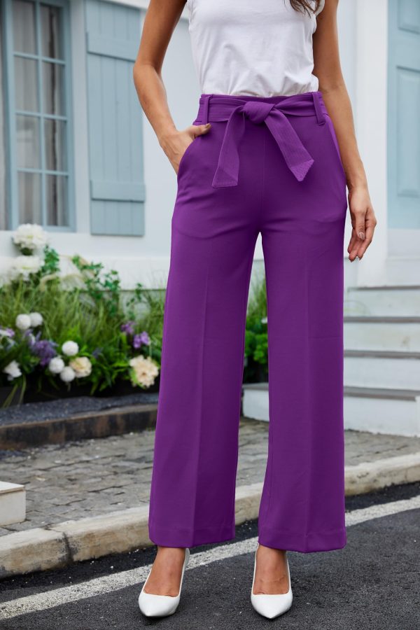 81M4terKOYL.jpg Women's Casual High Waisted Wide Leg Dress Pants with Pockets and Belt