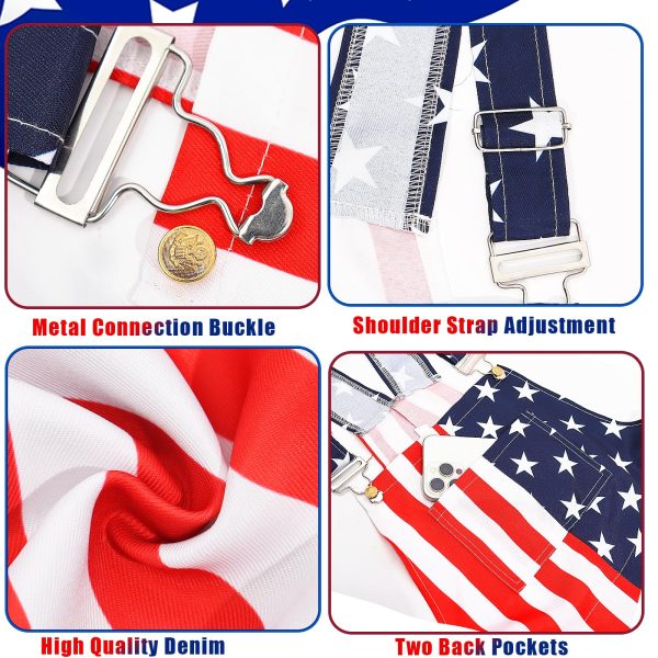 81MboQmGMZL.jpg American Flag Coveralls for Unisex Bib Overalls Festival Jumpsuits Shorts Romper Summer Multi Side Pockets Cargo