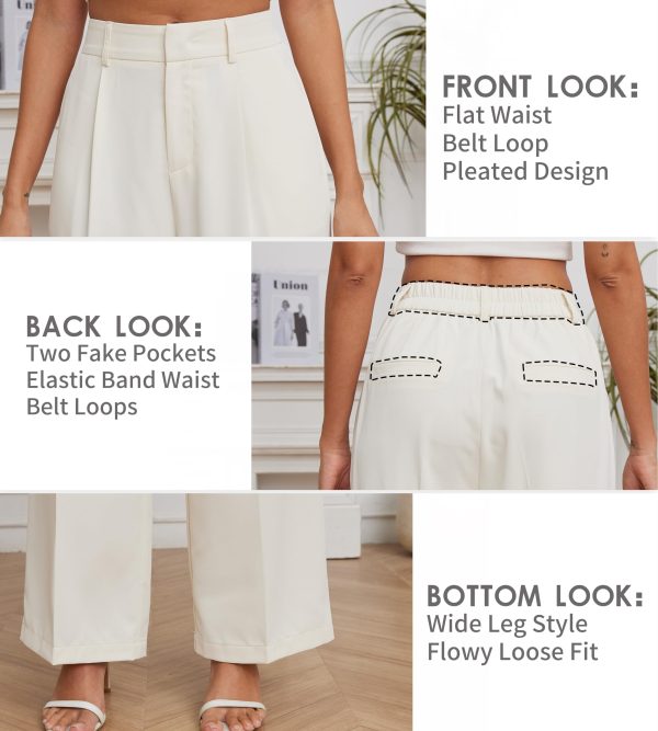 81MusZOSM7L.jpg Women Suit Pants Wide Leg Pants High Elastic Waisted in The Back Business Work Trousers Long Straight
