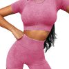Womens Workout Sets 2 Piece - Seamless Acid Wash Yoga Outfits Shorts and Crop Top Matching Gym Athletic Clothing Set
