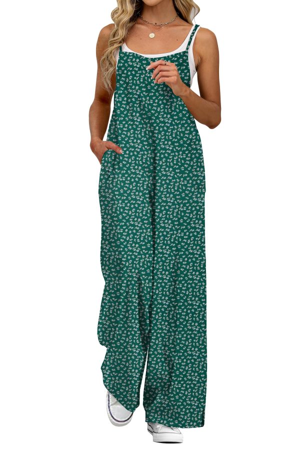 81W0XjqKsGL.jpg Women's Summer Jumpsuits Boho Wide Leg Overalls Casual Floral Print Rompers Beach Outfits with Pockets