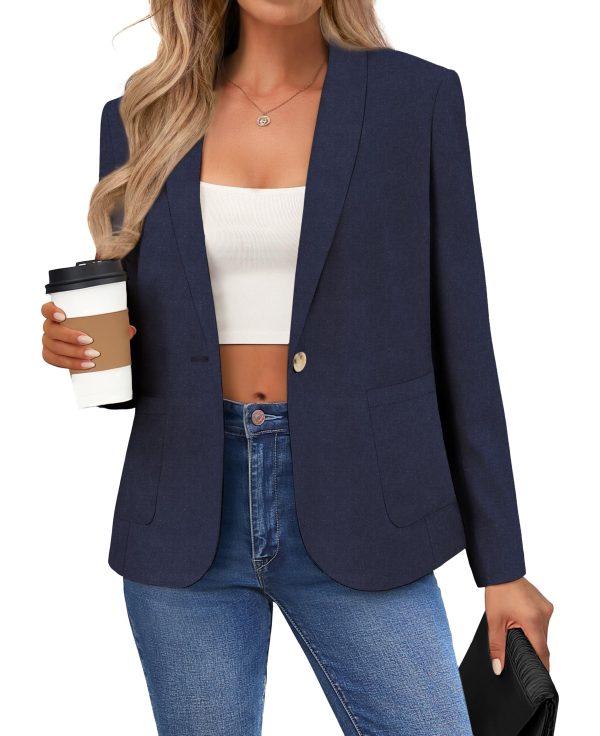 81ZlH5ThaoL.jpg Women's Linen Blazer Lightweight Long Sleeve Shawl Lapel Suit Jacket Coat for Office Work Travel