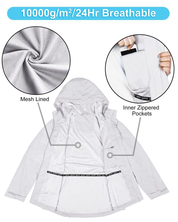 81ewH4FbDnL.jpg Packable Rain Jacket Women Lightweight Waterproof Raincoat with Hood Cycling Bike Jacket Windbreaker