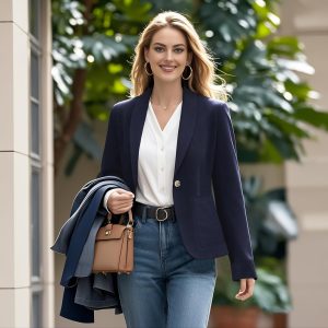 Women's Linen Blazer Lightweight Long Sleeve Shawl Lapel Suit Jacket Coat for Office Work Travel