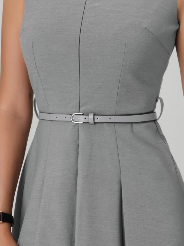 81lelr8paLL.jpg Women's Sleeveless Dress Zip Up Belted Fit & Flare Work Dresses