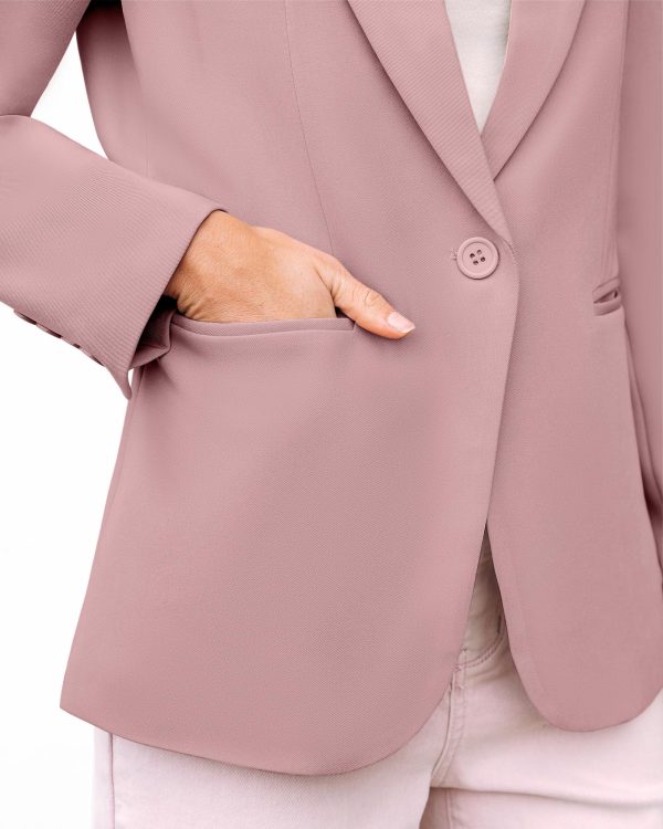 81mzN2vZuyL.jpg Dressy Blazers for Women Button Long Sleeve Lapel Business Casual Outfits Office Work Suit Blazer with Pockets
