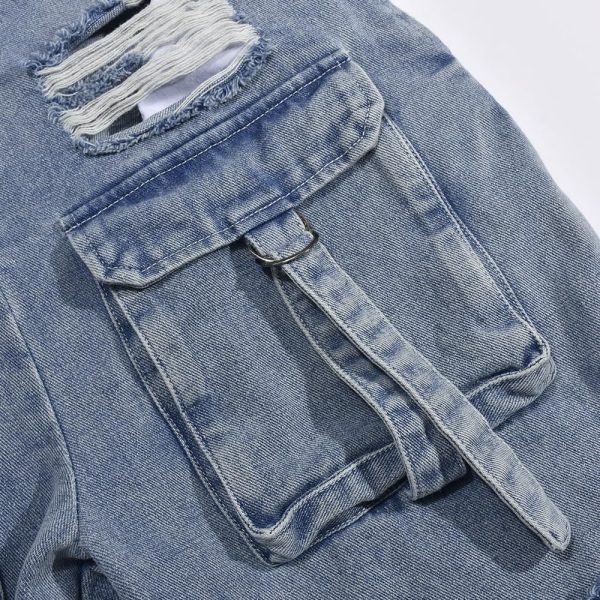 81od6i1AMVL.jpg Denim Jumpsuit for Women Halter Wide Leg Ripped Jean Jumpsuits for Women with Belt Casual Denim Romper