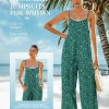 Women's Summer Jumpsuits Boho Wide Leg Overalls Casual Floral Print Rompers Beach Outfits with Pockets