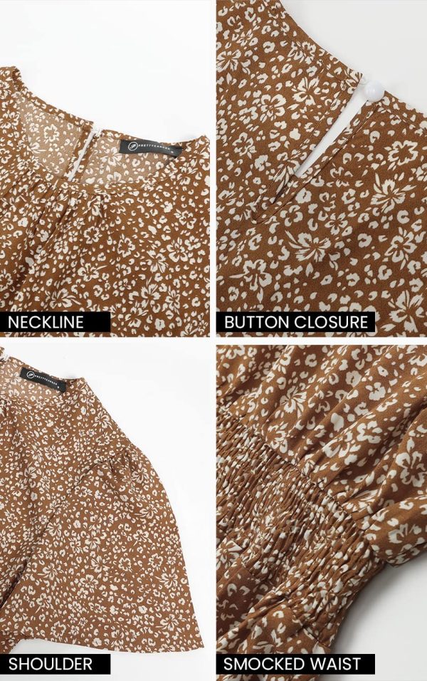 81rn0StmNgL.jpg Women's Summer Casual Short Flutter Sleeve Round Neck Smocked Waist Tiered Boho Floral Flowy Maxi Dress