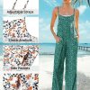 Women's Summer Jumpsuits Boho Wide Leg Overalls Casual Floral Print Rompers Beach Outfits with Pockets