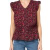 womens Cap Sleeve Smocked Peplum Blouse